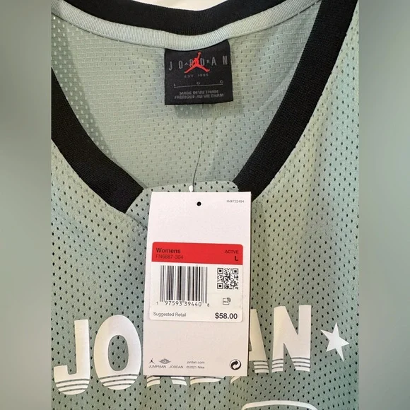 NWT jump man air Jordan Mesh Jersey in sage green and Black size large - Picture 3 of 4